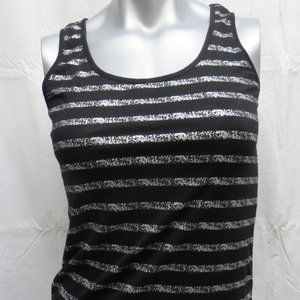 Forever 21 Black & Silver Striped Tank Top